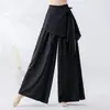 Pantalones Falda de Dos Piezas con Cintura Ajustable, Caída Fluida, Inspirados en Danza Clásica China, Pantalones de Baile Pierna Ancha para Danza Moderna, Yoga