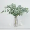 Hojas grandes de eucalipto artificiales, plantas verdes falsas, césped artificial, decoración del hogar, accesorios para bodas al por mayor