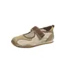 Zapatos Mary Jane para Mujer 2026 Otoño Nuevo Color Patchwork Velcro Boca Baja Casual Zapatos de una Sola Pieza Suela Gruesa Suela Suave Versátiles Zapatos para Mujer
