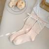 Calcetines estilo Miu para mujer de verano delgados con lazo calcetines de media caña calcetines de felpa con doble oreja de madera calcetines sweet lolita