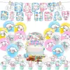 Decoración de Fiesta de Cumpleaños Temática Perro Canela Bandera de Cumpleaños Inserto para Pastel Globo Set de Decoración para Fiesta