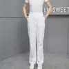 Pantalones de Enfermera Blancos Cuatro Estaciones Delgados Pantalones de Enfermera Rosa Azul Verde Cintura Elástica Pantalones de Trabajo Uniforme de Enfermera Pantalones Gruesos Talla Grande