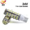 Luz de posición T10-68smd 1206 LED para coche, luz LED brillante para caminar de noche, bombilla pequeña W5W Blanca
