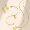 Conjunto de tres piezas de collar, pendientes y pulsera con colgante de ladrillo Shajin Rich chapado en oro y cobre, cadena en forma de O sencilla para mujer.