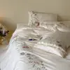 Conjunto de Quatro Peças de Algodão de Fibra Longa 100S Algodão Integral Algodão Puro Bordado Conjunto de Três Peças Uso Doméstico Adequado para Dormir Nu Conjunto de Roupa de Cama de Alta Qualidade