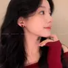 Pendientes Retro de Terciopelo Rojo de Ponis para Mujer, Pendientes de Gama Alta de Nicho para Otoño e Invierno, Pendientes Hermosos