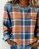 2025 Amazon Cross-Border Nova Moletom Feminino Redondo Solto Patchwork Xadrez Jeans Loja de Fábrica Fonte