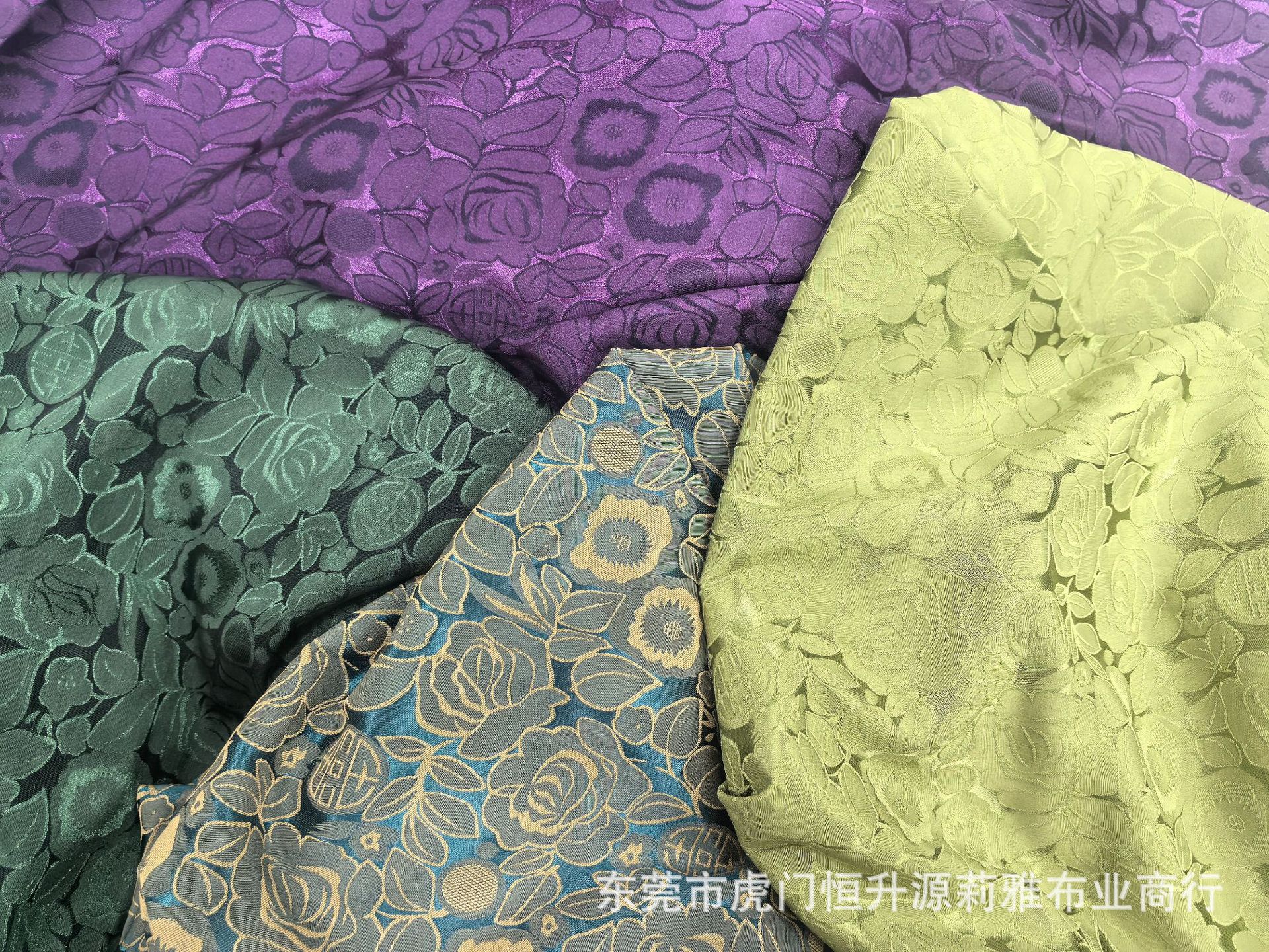 夏款双色提花 双喜玫瑰提花布料 汉服旗袍改良马甲连