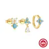 Brincos de moda em prata de lei S925 com formato de pétala gota d'água e diamante, conjunto de brincos, Europa e Estados Unidos, populares no comércio transfronteiriço, brincos em formato C