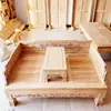 Cama Luohan de Olmo Branco sem acabamento Empurrar-puxar Corpo branco Cama toda em madeira maciça Sofá-cama Antigo Móveis Chineses Escultura