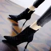 Botines de Cuadros Sexy con Pedrería y Tacón de Aguja para Mujer y Botines 2026 Otoño/Invierno Nueva Llegada Punta Fina Tacón Alto Botas de Moda