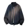 Chaqueta aviador retro americana de moda con cuello alto para hombre, otoño e invierno, chaqueta corta holgada versátil para parejas