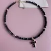 Colar INS Doce Fresco de Cobre com Zircônia em Forma de Coração Corrente de Clavícula com Contas de Cristal de Luxo Leve Feito à Mão Colar Europeu e Americano de Aço Inoxidável