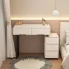 Penteadeira nova de placa de rocha 2026, cor creme para quarto, design mini, moderno e minimalista, com armário de armazenamento integrado