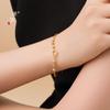 Tienda de oro con arena de oro oro hueco amor pequeñas cuentas de oro pulsera de cadena de doble fila corazón de niña joyería de temperamento simple