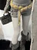 Medias de compresión adelgazantes para mujer, de algodón gris con rayas verticales, forradas de polar, engrosadas, para otoño e invierno, con efecto levanta glúteos, antideslizantes