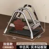 Suporte para Tábua de Corte Estilo Medieval Suporte de Armazenamento para Bancada de Cozinha de Aço Inoxidável Suporte para Tampas de Panela Doméstico Suporte para Posicionamento de Tábua de Corte