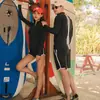 Roupa de Mergulho Coreana Feminina Manga Longa Roupa de Banho Medusa Dividida Proteção Solar Slim-fit Roupa de Snorkel Roupa de Banho