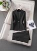 Chaqueta Rosa Profesional de Manga Larga con Cuello de Traje Pequeño Pantalones de Mujer Otoño e Invierno Nuevo Traje de Dos Piezas Ropa de Trabajo Elegante y Ajustada