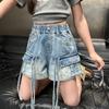 Shorts Cargo para Meninas Roupa de Verão 2025 Novo Estilo Meninas e Crianças Roupa de Verão Crianças Maiores Jeans Finos Casuais
