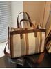 Bolsa de Lona Transfronteriza para Mujer, Gran Capacidad, Nuevo Estilo 2026, Bolso de Hombro Cruzado con Bloques de Color, Bolsa para Clase, Bolso Tote para Viajar