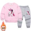 Ropa infantil de unicornio para niñas, conjunto de suéter de felpa 2022 otoño e invierno, nuevo conjunto de dos piezas de top y pantalón lindo para niños