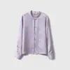 Camisa Jacquard Floral 100% Seda de Amora para Mulheres, Novo Estilo Chinês Gola Alta, Top Tradicional Chinês com Botão Manga Longa para Primavera