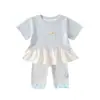 Nuevo Top de Punto Dianxi Verano Dulce con Parches de Lunares para Bebés y Niños Pequeños, Leggings de Bloques de Color 3D con Corazón para Bebé