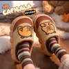 Pantuflas de Algodón de Invierno para Niños con Diseño de Capibara para Niños y Niñas, Cálidas y Forradas de Felpa, Piel Sintética, Impermeables, Suela Gruesa, Zapatos de Algodón para Bebés y Padres-Hijos