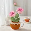 Amazon Transfronterizo Productos Terminados Florero de Rosa Margarita Tejido a Mano Maceta Flor Simulada de Lana Bonsái de Escritorio Venta al por Mayor