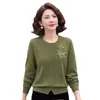 Cardigan Camisa de Manga Longa Slim-Fit de Outono para Mulheres de Meia-Idade e Idosas, Blusa T-shirt Estilosa Fashion Mom-Style, Fina