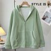 Sudadera con capucha de terciopelo de leche para mujer Otoño e Invierno 2025 Nuevo Top holgado con forro polar cálido que reduce la edad Cárdigan exterior moderno