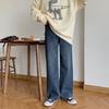 Pantalones casuales retro oscuros viejos al por mayor holgados delgados coreanos caseros nuevos de mezclilla de pierna ancha para mujer