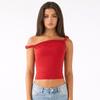 Comercio Exterior Moda Europea y Americana Simple Para Ir al Trabajo Color Sólido Cuello Oblicuo Top Corto de Mujer Verano 2024 Nuevo Estilo Para Combinar con Todo