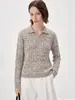 Suéter Feminino de Tricô Trançado Estilo Americano Gentil Gola Polo Suéter Quente 2026 Novo Lã Tricô Trançado Top Tendência