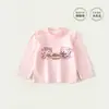 Camiseta de Manga Longa para Meninas 2026 Chegada Nova do Outono Camada Base para Bebês Roupas de Outono Mangas Bufantes de Renda Roupas Infantis Classe A
