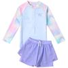 Traje de Baño para Niñas Dividido 2025 Nuevo Tallas Mediana y Grande Traje Deportivo de Manga Larga con Protección Solar para Natación y Entrenamiento