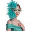 Disfraz de Baile de Halloween Máscara de Ojos Venta Encaje Veneciano Incrustaciones de Pedrería Flor Lateral Máscara de Plumas Fabricante Venta Directa