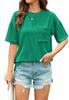 2024 Roupas Femininas Europeias e Americanas Estação Independente da Amazon Verão Casual Cor Contrastante Listra Ondulada Manga Curta Bolso Camiseta Top