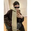 Bufanda Cálida de Mezcla de Lana de Alta Gama Estilo Universitario para Mujer, Versátil Otoño e Invierno Estilo Coreano, Bufanda de Punto Favorecedora para Ir de Compras