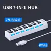 Concentrador divisor USB 2.0 de siete puertos para ordenador con interruptor independiente, extensor de expansión USB dividido
