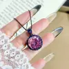 Novo Estilo Quadrado Grande Corte Radiante Ouro Negro Personalizado Zircônia Rosa Anel Aberto Colar Pingente Conjunto de Duas Peças