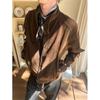 Chaqueta Harrington Corta de Ante de Pelo Corto de Alta Calidad Holgada para Hombre