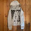 Sudadera con capucha para mujer estilo retro americano y2k con estampado Ins, sudadera corta gris holgada para mujer, estilo callejero, chaqueta, jersey