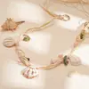Collar de Rafia Tejida Estilo Vacaciones de Verano en la Costa con Colgante de Concha Imitación Personalizado Elegante de Gama Alta para Mujer
