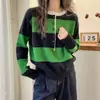 Suéter de Luxo Leve Tricô de Cor Contrastante Pulôver Emagrecedor Elegante Redutor de Idade Outono e Inverno Produtos Europeus Meio Aberto com Fivela Manga Longa Top Casual