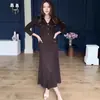 2025 Otoño Nuevo Europeo y Americano Transfronterizo Amazon Transfronterizo Vestido Elegante Largo de Color Sólido con Cintura Ajustada para Mujer