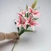 Flores Artificiais Atacado de Fábrica, Venda Quente Transfronteiriça Flores de Lírio Grandes de 5 Cabeças Falsas para Fotografia, Decoração de Casamento, Buquês de Decoração de Casa