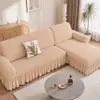 Funda de sofá de gasa con volantes universal para todas las estaciones, cubierta completa, elástica, transpirable, resistente al desgaste, antiarañazos de gato, antideslizante, a prueba de polvo