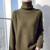 Suéter de punto colorido de cuello alto hecho de lana 100% pura, jersey de otoño e invierno para mujer, grueso y cálido, top de manga larga para usar como base
